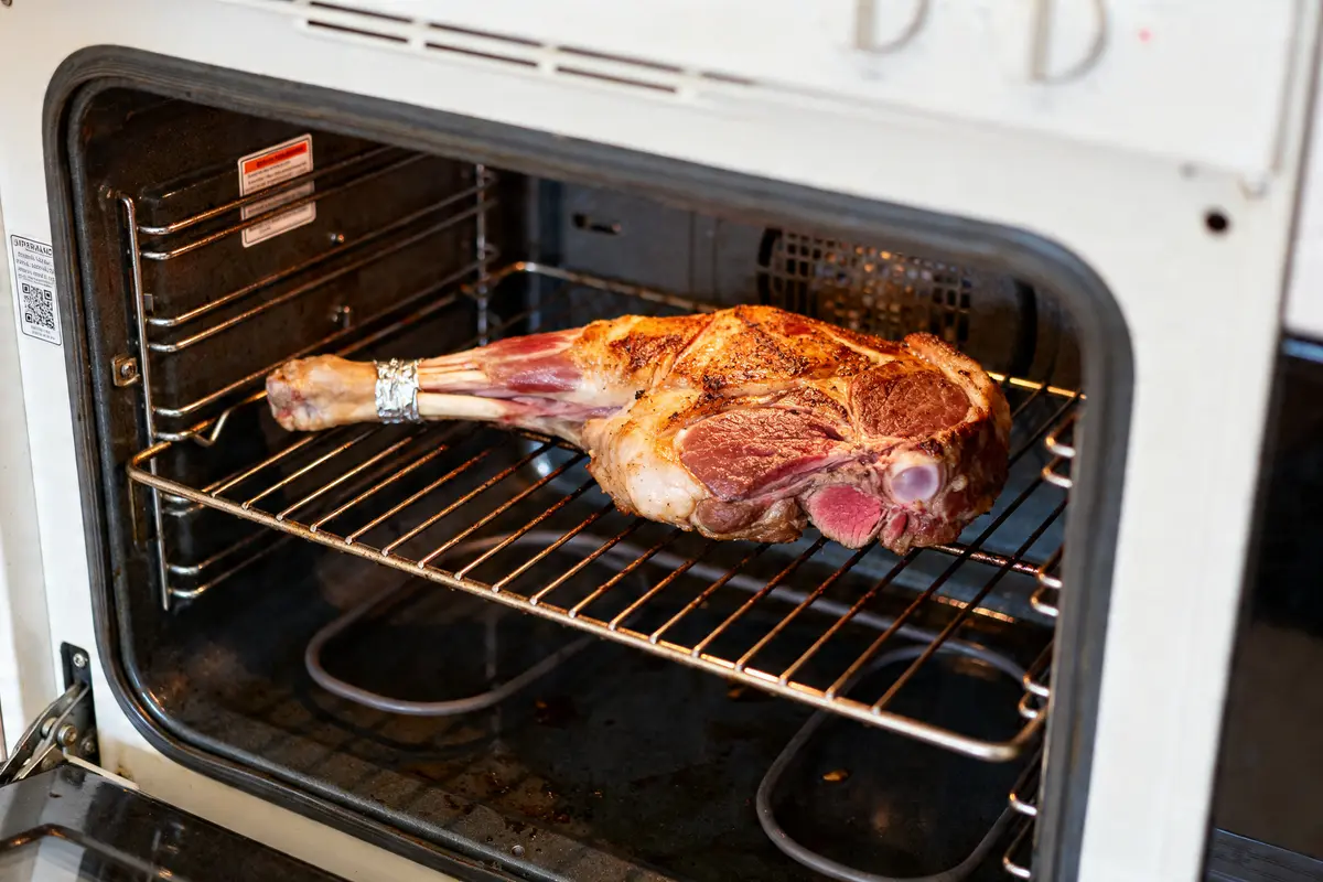 Gigot d’agneau cuit au four chaleur tournante pour déterminer temps de cuisson optimal