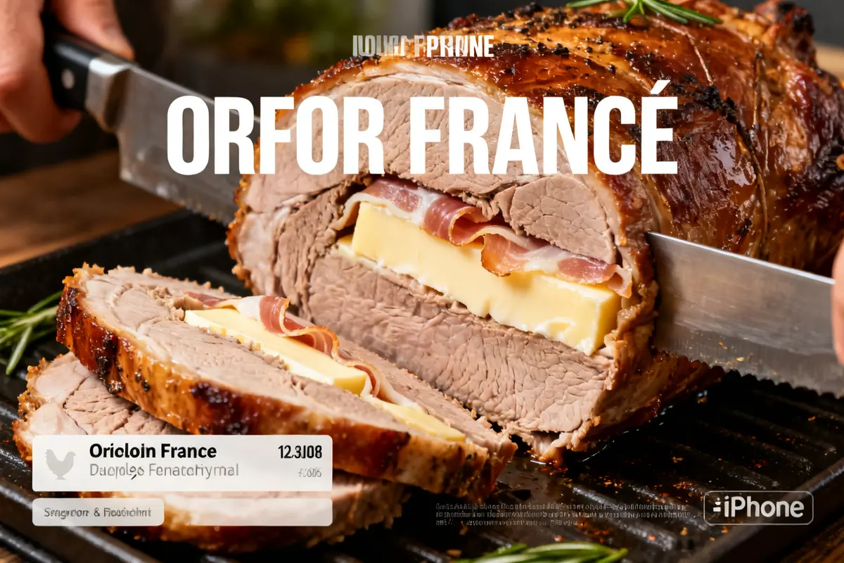 Rôti Orloff tranché montrant jambon et fromage fondu pour cuisson du rôti Orloff